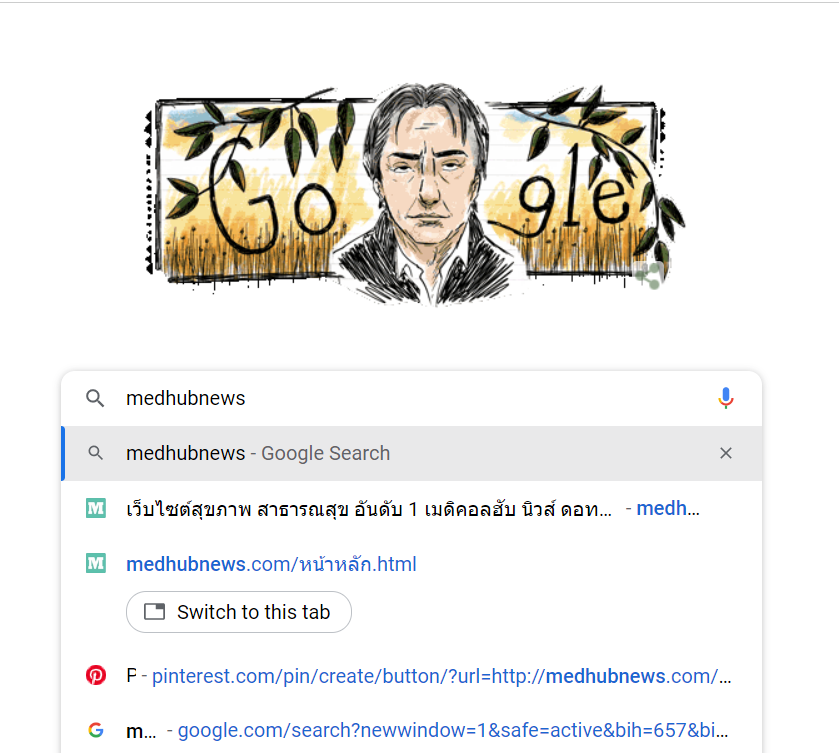 Doodle ประจำวันนี้ รำลึก อลัน ริคแมน วันเกิดปีที่ 76 ของอลัน ริคแมน Celebrating Alan Rickman เป็น google doodle วันนี้